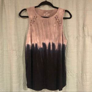 L - American Eagle Soft Sexy Navy/Gray Tie-dye Top